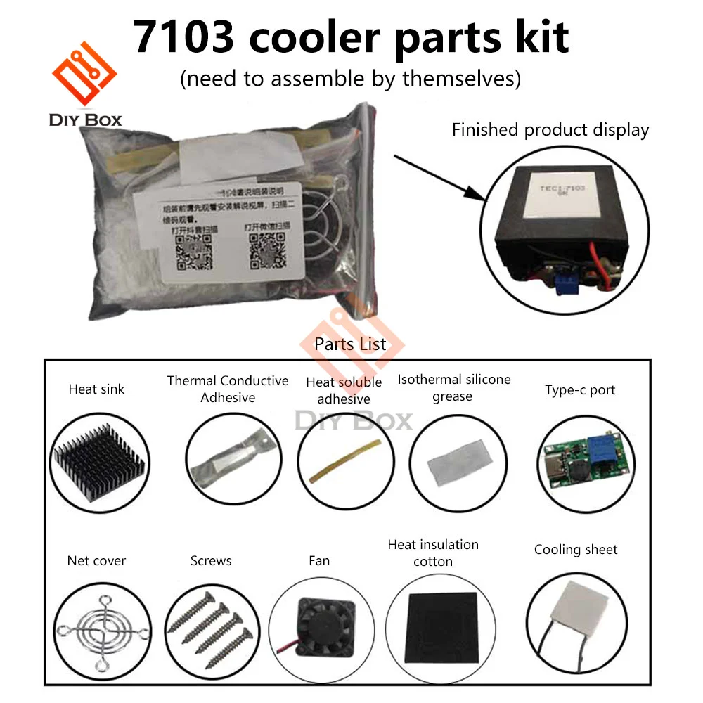 

TEC1-7103 5V 2A DIY Mobile Phone Radiator Cooler Type-C Power Supply Interface Semiconductor Refrigeration Cooling System