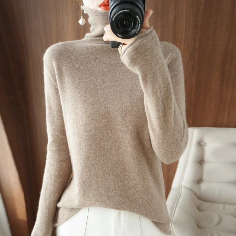 

New Autumn And Winter Turtleneck Long-Sleeved Sweater Pullover Women's Curling Pile Joker Thin Bottoming Shirt