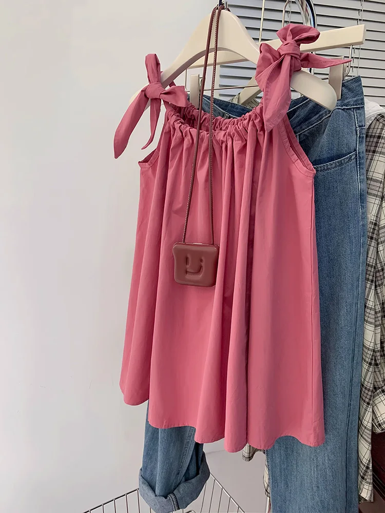 Женский жилет на бретелях повседневный Свободный во французском стиле шнуровке