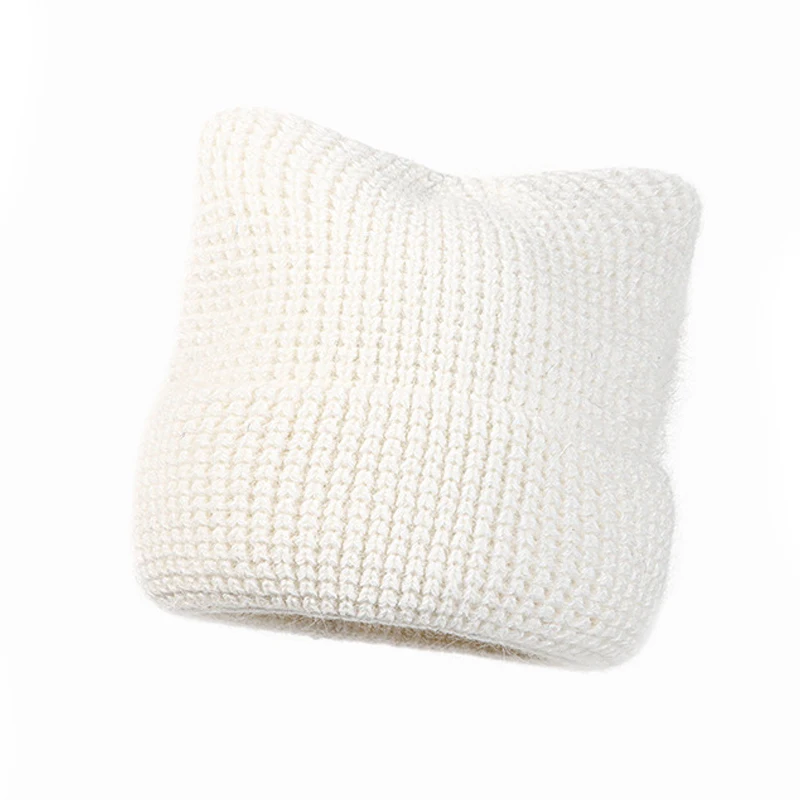 Женская Зимняя Вязаная Шапка-бини из ангоры осенняя теплая однотонная мягкая