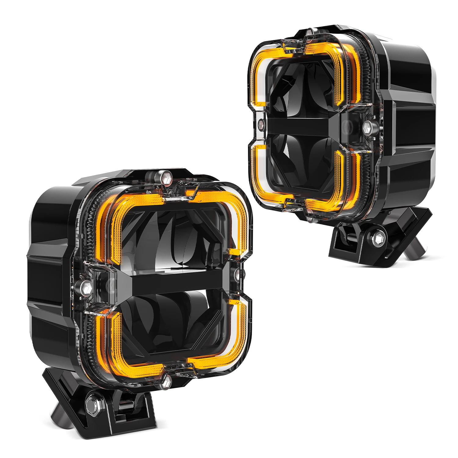 

2 шт. светодиодные рабочие фары белого и янтарного цвета Drl Spotlight 12 В 24 В Светодиодная панель для автомобиля Внедорожник Грузовик Внедорожник ATV Мотоцикл Лампа дальнего света