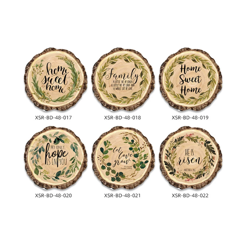 

6pc Nordic Stump Shaped Print Ceramic Cork Coaster Wooden Round Coffee Mugs Pad insulation Table Drink Pad Serveware Accessories
