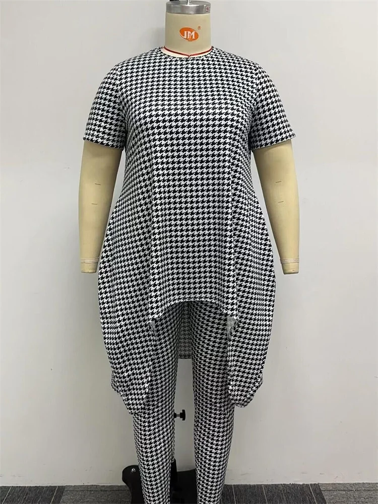 Plus Size Two Piece Summer Outfits Women Clothing Long Top Leggings Matching Sets Wholesale Dropshippi 3xl 4xl 5xl 6xl
