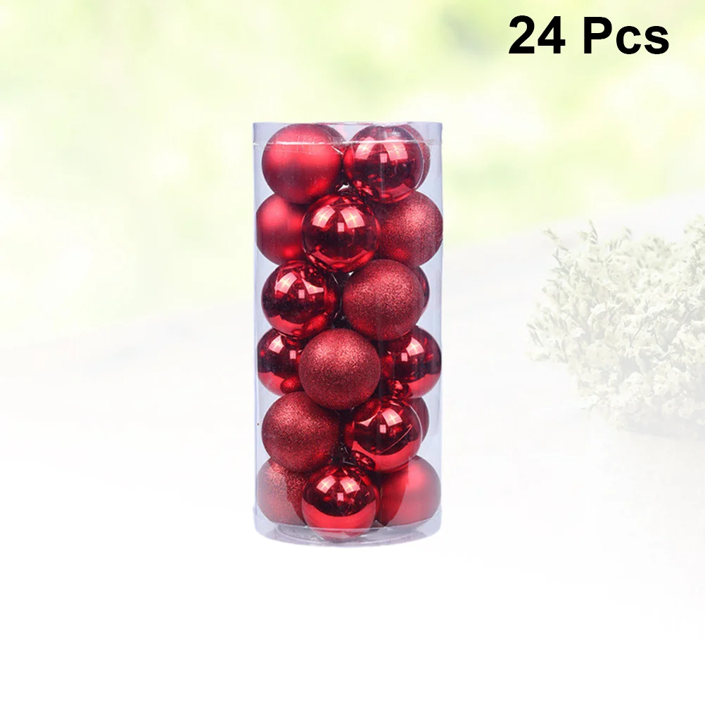 

24Pcs Christmas Balls Ornament Xmas Hanging Shatterproof Baubles Christmas Tree Party Decoration ( Red 4CM )