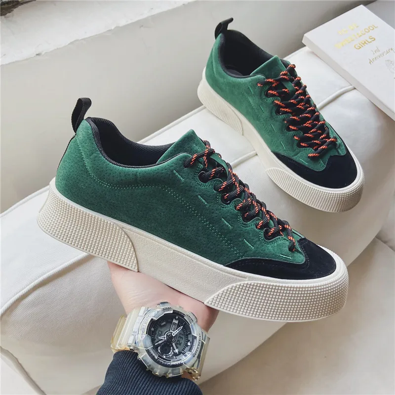

Shoes Men's Spring and Autumn 2021 Fashion Men's Shoes Solid Color Sports Casual Shoes Youth Canvas Thick-soled Men's Shoes