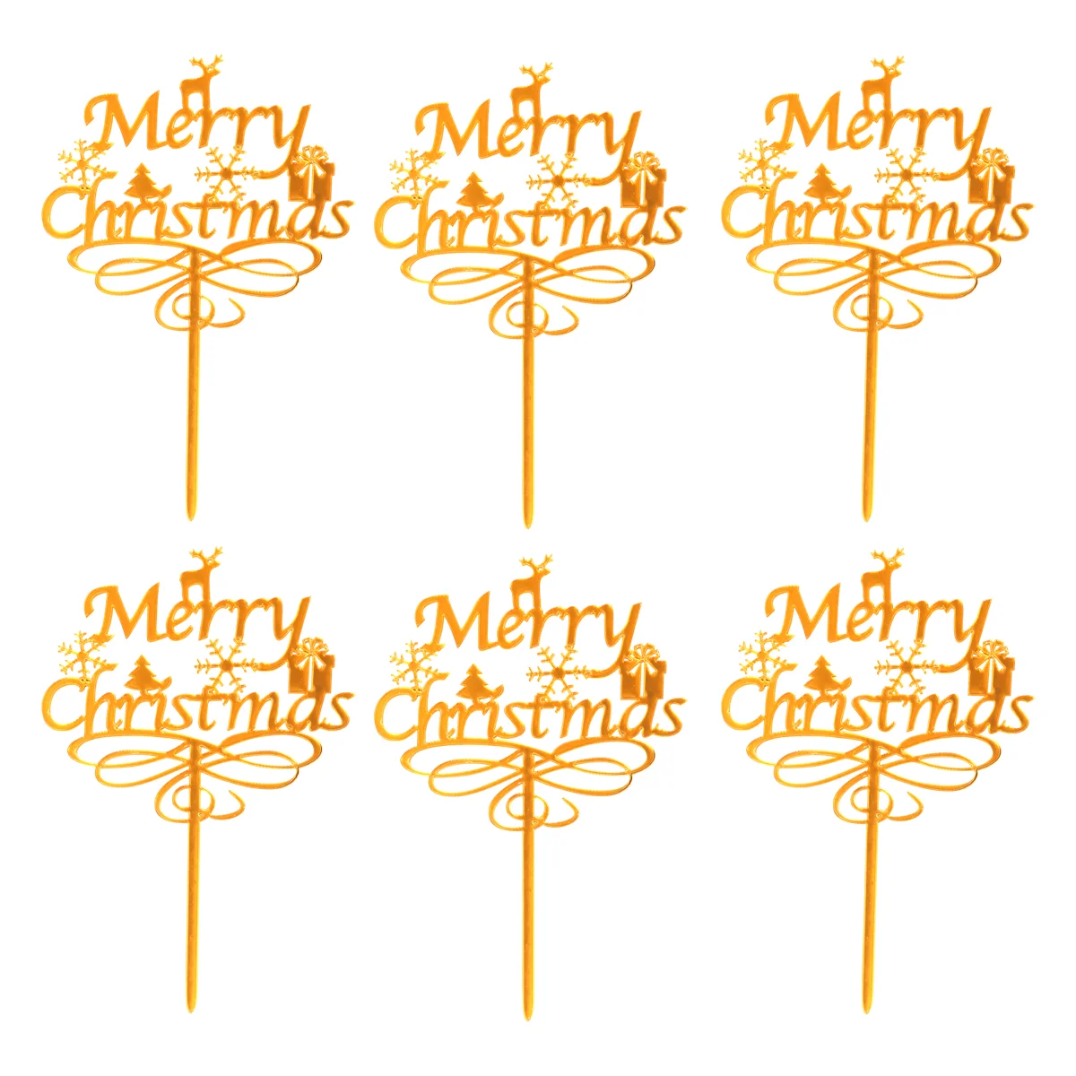 

Christmas Cupcake Cakepicks Topper Merry Acrylic Decor Toppers Party Decoration Pick Holiday Decorations Dessert Fruit Tree