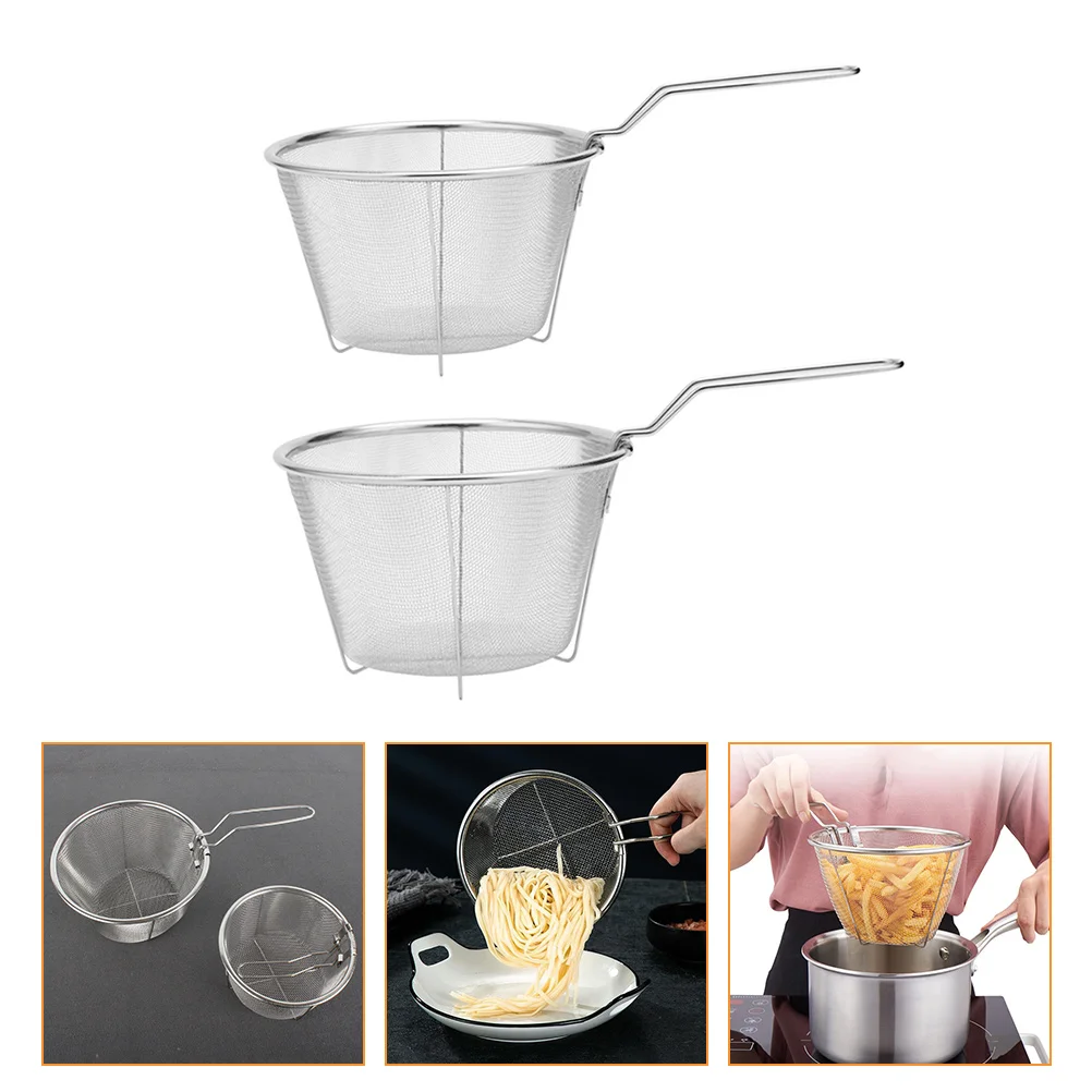 

Basket Fry Frying Strainer French Baskets Fryer Chips Friesskimmer Mini Mesh Wire Handlepasta Deep Fried Net Serving Stainless