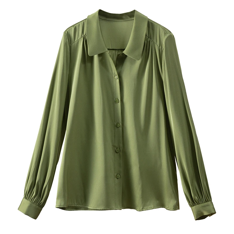 

2023 Spring 91% Natural Silk Shirts for Women Blouses SATIN Single Breasted Blouses for Women Fashion Blusa Feminina