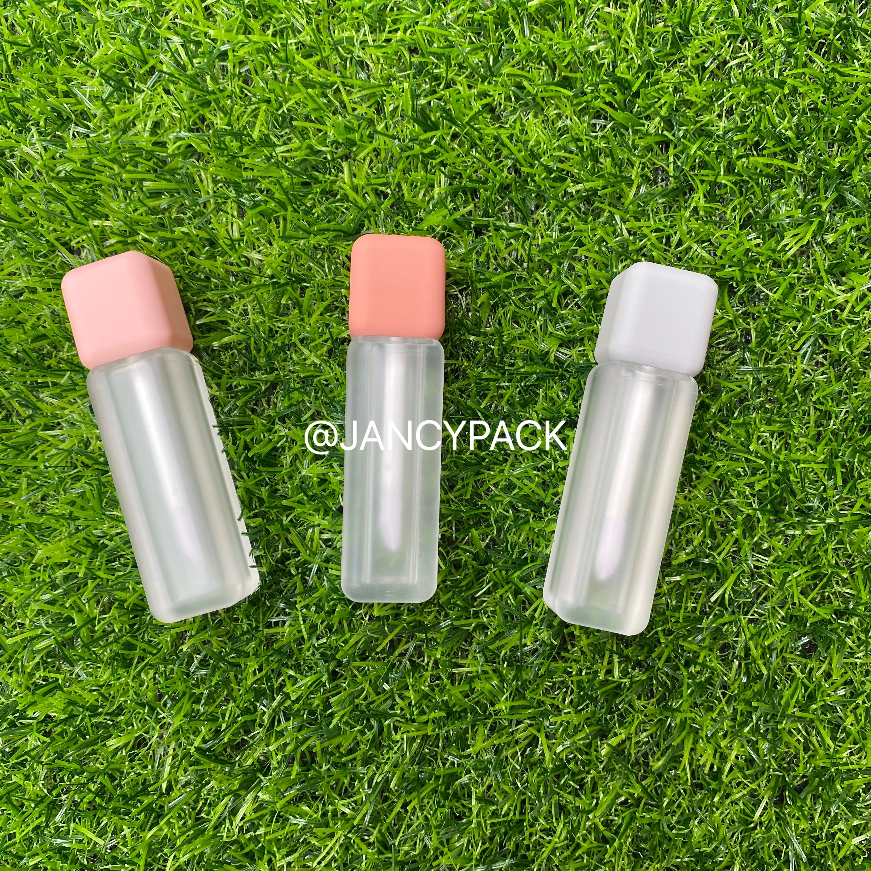 6ml rubber nude pink square frost lip gloss tubes empty lip tint containers custom label liquid lipstick packaging