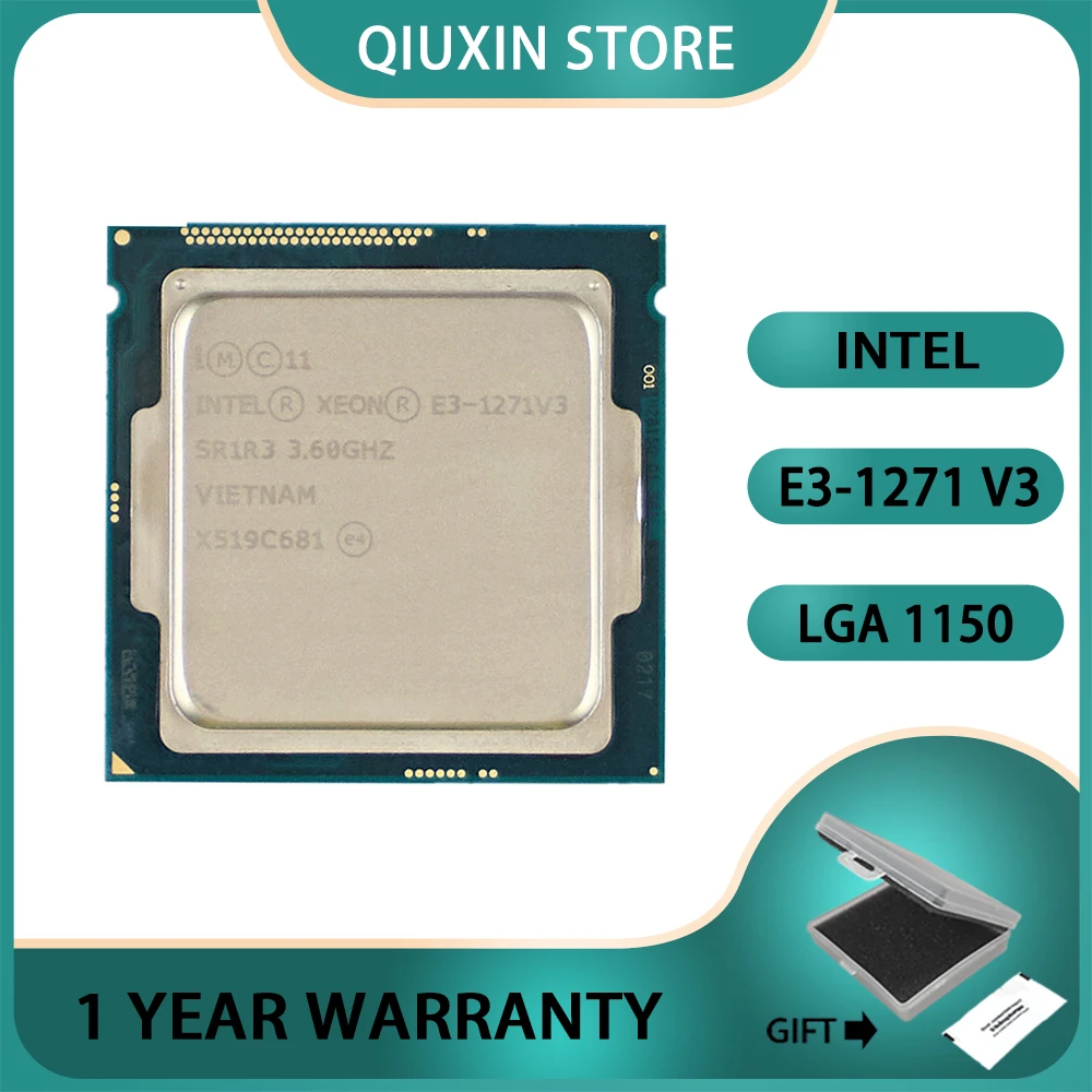 Intel Xeon E3-1271 v3 E3 1271 v3 E3 1271v3 CPU Processor L2=1M L3=8M 80W  3.6 GHz Quad-Core Eight-Thread LGA 1150