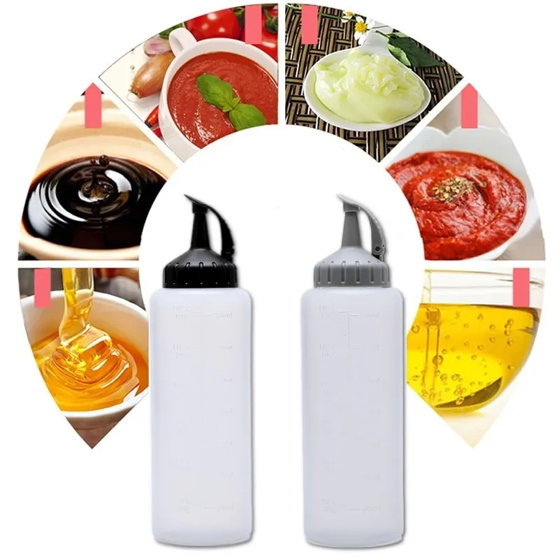 

Condiment Squeeze Bottles with Tip Cap Bbq Sauces Ketchup Dressings Mustard Moisture Proof Kitchen Seasoning Bottled with Scale