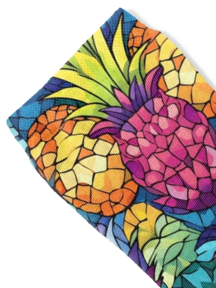 Носки с ананасом и мозаикой из 9 ананасов цветов в тропическом лесу классные