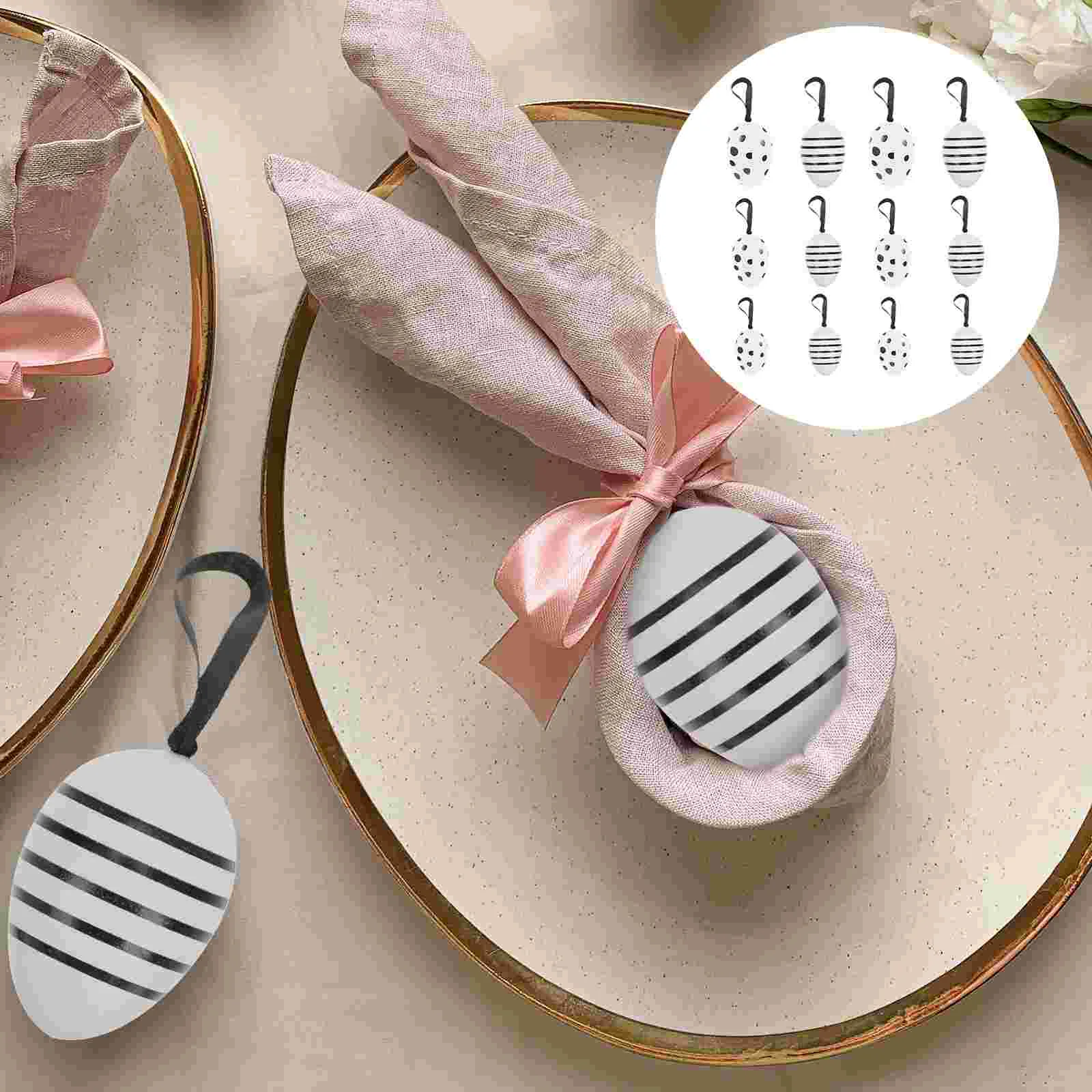 

24Pcs Hanging Eggs Decor Party Favors Black and White Eggs Party Decoration Party Supplies