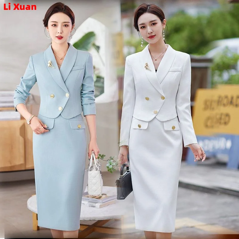 High Quality Korean Spring Pencil Skirt Blazer Sets Outfits Female Formal Business Womens Office Ladies Work Jacket 2-piece Suit