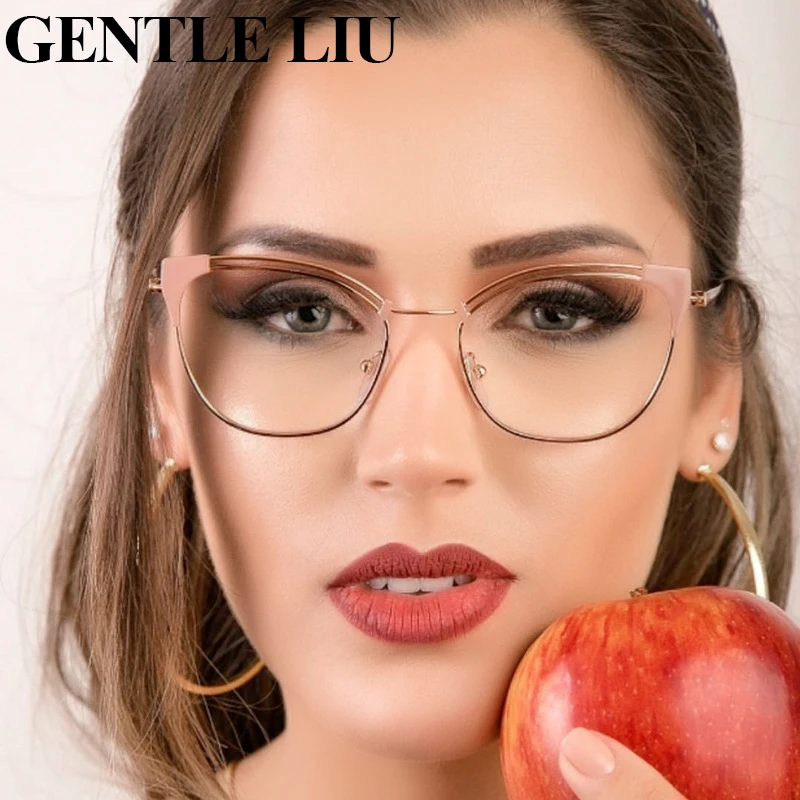 

Retro Anti Blue Light Glasses Women 2022 New Fashion Cat Eye Eyeglasses Frames for Ladies Computer Eyewear Prescription Lenses
