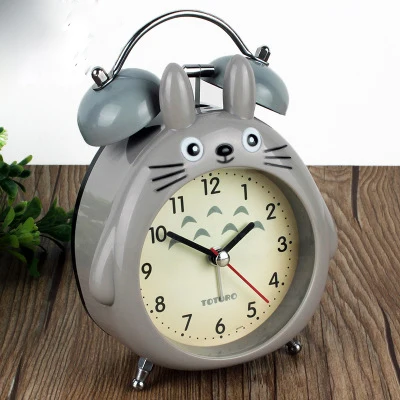 Cartoon Owl Mute Digital Wake Up Table Clock Cute Totoro Ring Bell Metal Bedroom Quartz Alarm Clock With Night Light images - 6