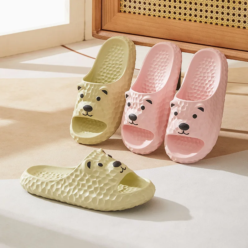 Lovely Funny Cartoon Polar Bear Women Slippers Soft Non-Slip Sandals Indoor Bathroom Couple Men Slides Summer Woman Shoes 2023