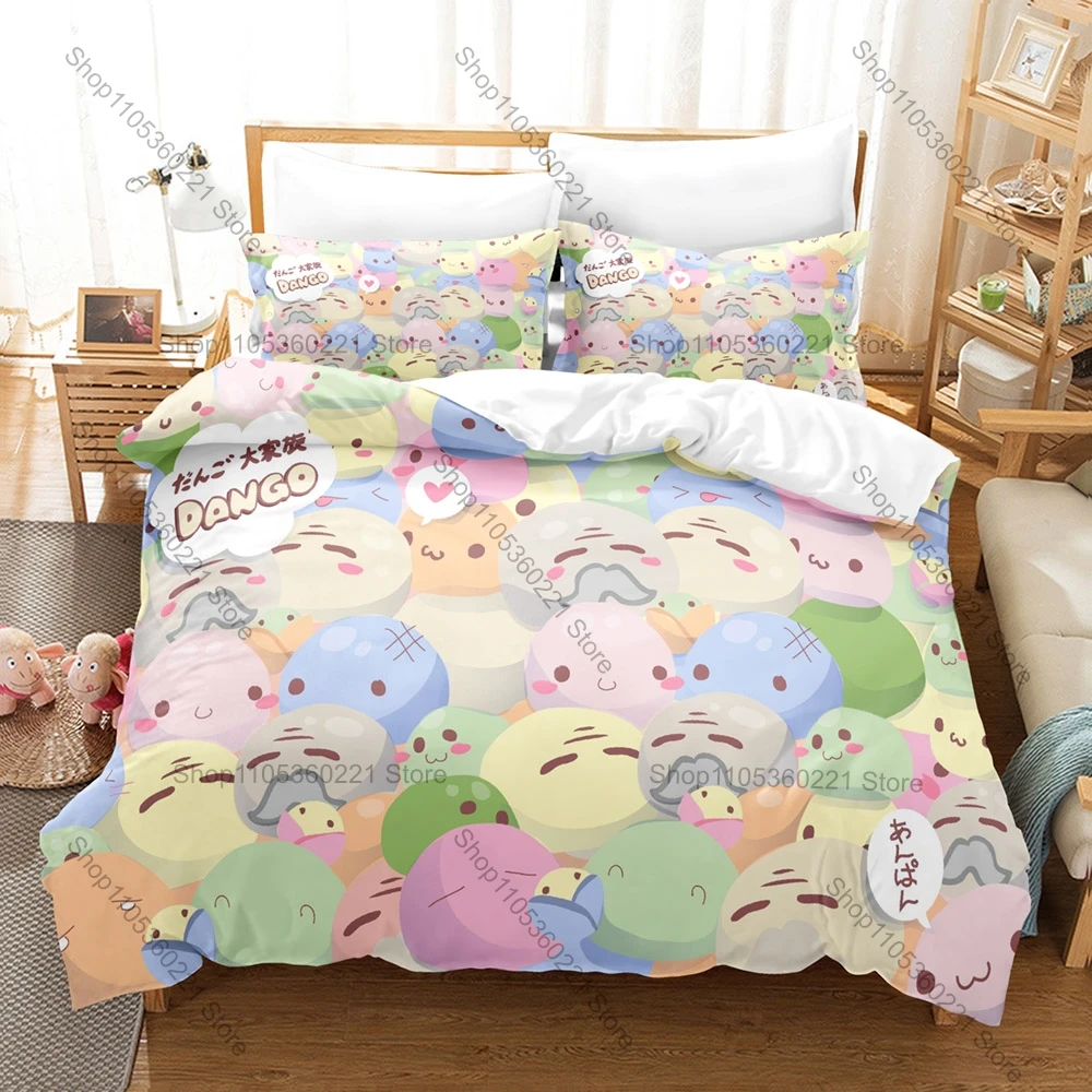 Фото Комплект постельного белья Nagisa Tomoya Cute Dango Family с принтом вишневого цвета и школьной тематикой, 3 предмета: пододеяльник + 2 наволочки, для фанатов аниме №3