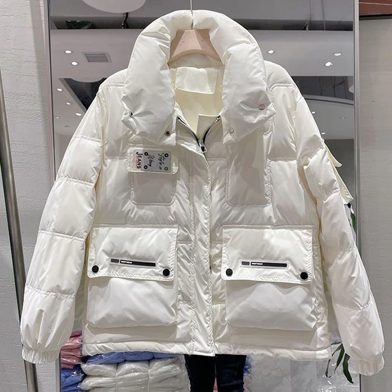 2022 new women's winter jacket fashion zipper parka women's down cotton coat loose warm casual clothes thickened jacket coat