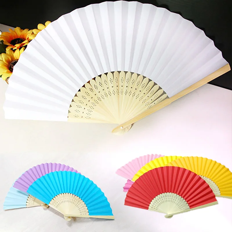 

Summer Hand Held Fan Blank White DIY Paper Bamboo Folding Fan for Hand Practice Calligraphy Painting Drawing Wedding Party Gifts