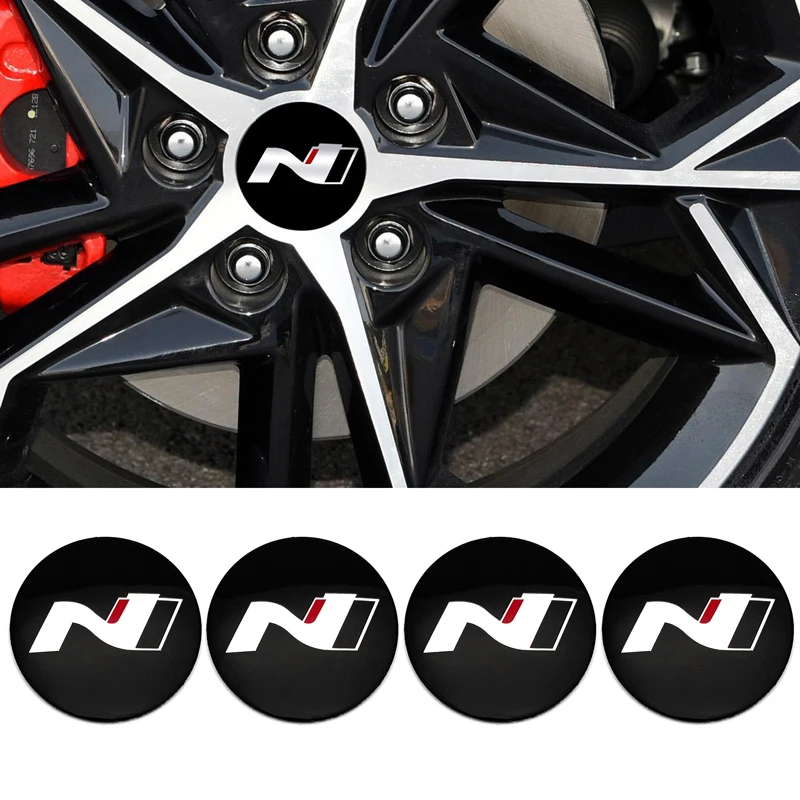 4Pcs 56mm N Line Logo Car Wheel Center Hub Cap Sticker Rim D