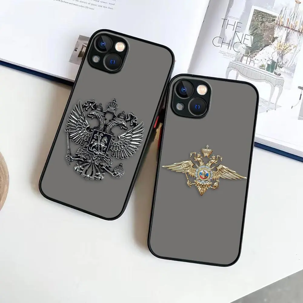 Matte Phone Case for iPhone 14 13 11 12 MINI Pro XS Max XR X 7 8 SE 2022 2020 6 6S Plus Case Funda Shell Russian Flags Emblem