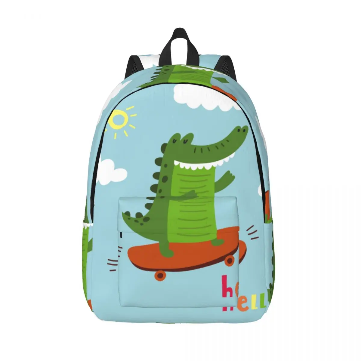 

Laptop Backpack Unique Cute Cartoon Crocodile On A Skateboard School Bag Durable Student Backpack Boy Girl Travel Bag