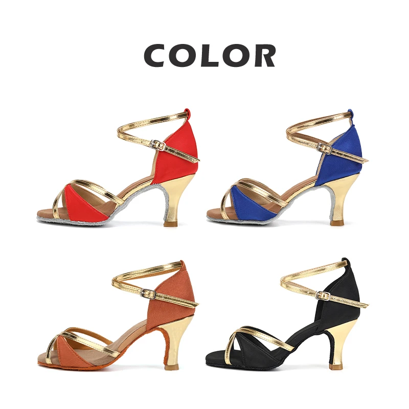 Женская Обувь Для Латинских Танцев Атласный Верх Средний Каблук Тренировочные