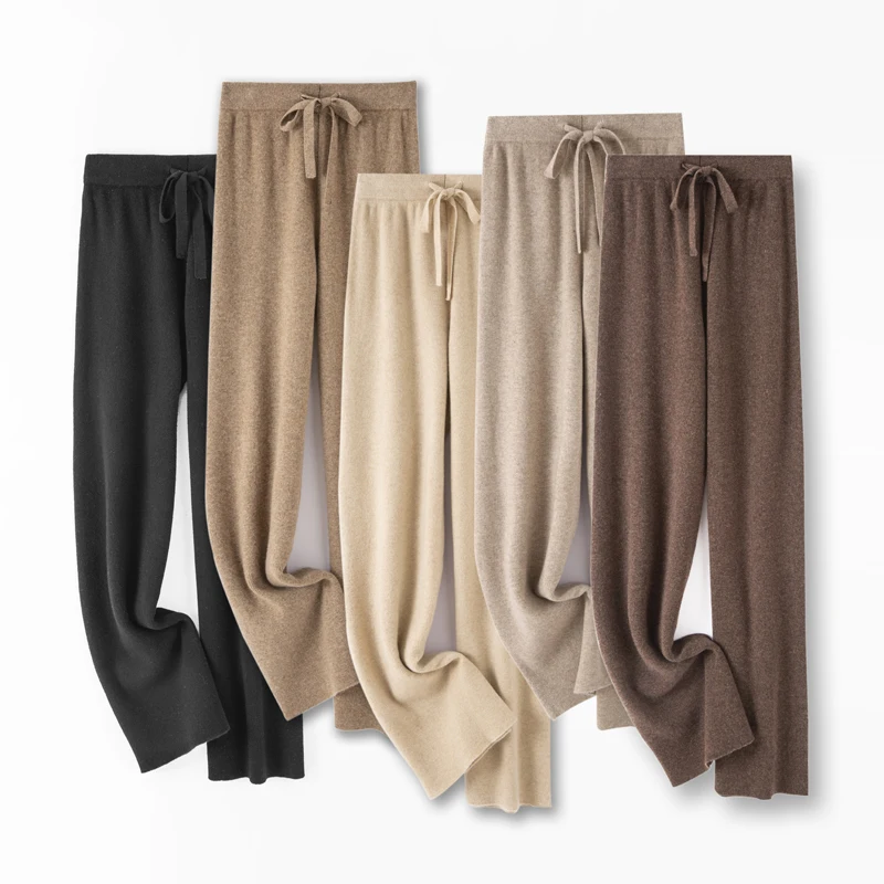 Хит продаж трикотажные женские широкие брюки из 100% шерсти удобные и мягкие