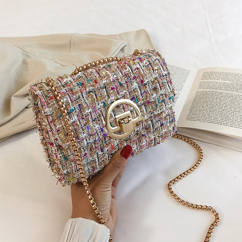 

Women Contrast Color Flap Armpit Bag Autumn and Winter Retro Korean Fashion Shoulder Bag Designer Handbag Chain Messenger Bag