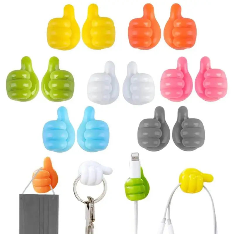 

10/20/50Pcs Self-adhesive Creative Silicone Thumb Multifunctional Key Hook Home Office Data Cable Clip Wire Desktop Organizer