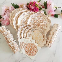 rose gold flower disposable tableware paper plates cups birthday party dishes pastel with gold foil baby shower wedding decorate