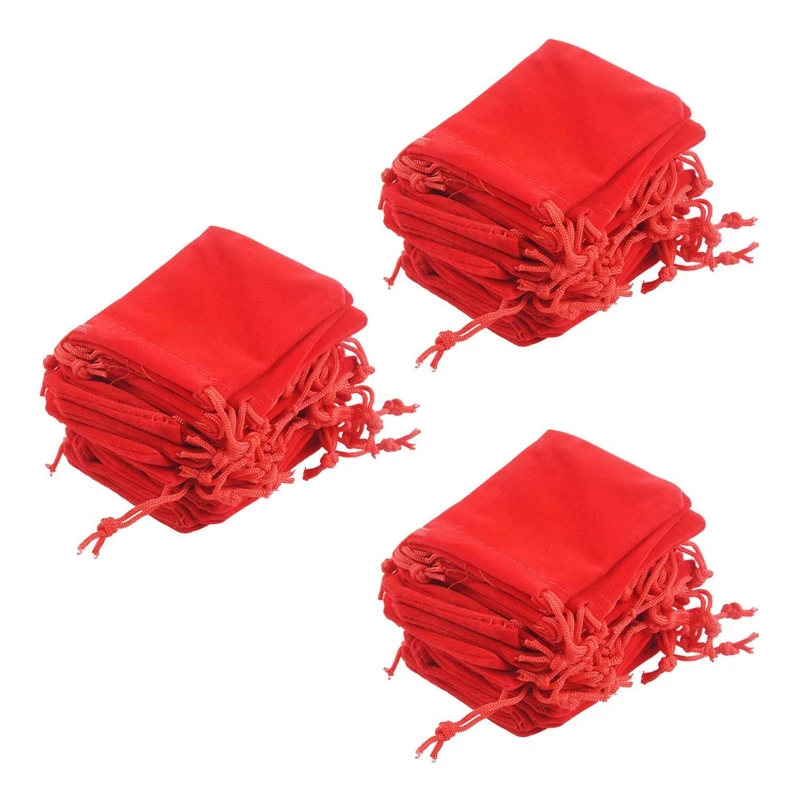 

75 x Velvet Jewelry Gift Bag Velvet Red