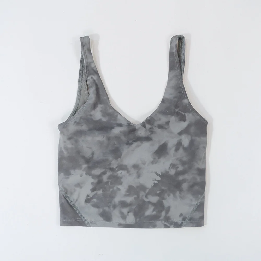 Lulu-Tie Dyed Vest Align Sports Quick Drying U-shaped Bra Fitness Yoga Beauty Back With Chest Pad inside