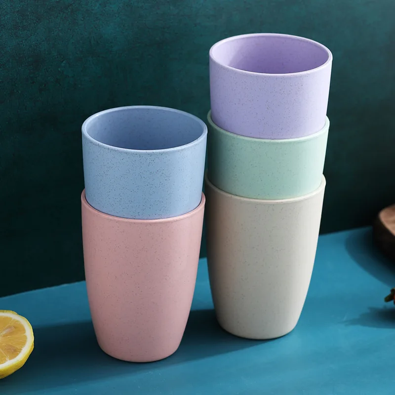 Baby Feeding Cups Wheat Straw Thickened Cup Household Large-capacity Square Water Cup Children's Plastic Water Cup Tableware