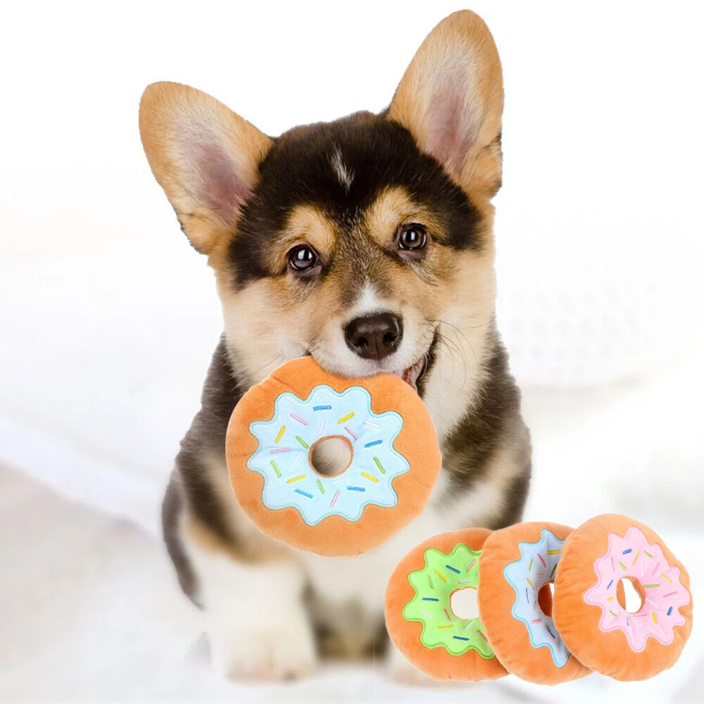 

Dog Soft Donuts Plush Pet Dog Toys For Dogs Chew Toy Cute Puppy Squeaker Sound Toys Funny Puppy Small Medium Dog Interactive Toy