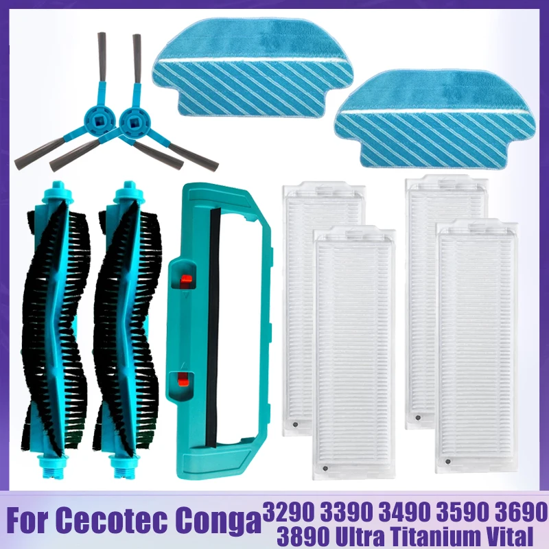 

For Cecotec Conga 3290 3390 3490 3590 3690 3790 3890 Ultra Titanium Vital Vacuum Cleaner Hepa Filter Main Brush Mop Cloth Parts