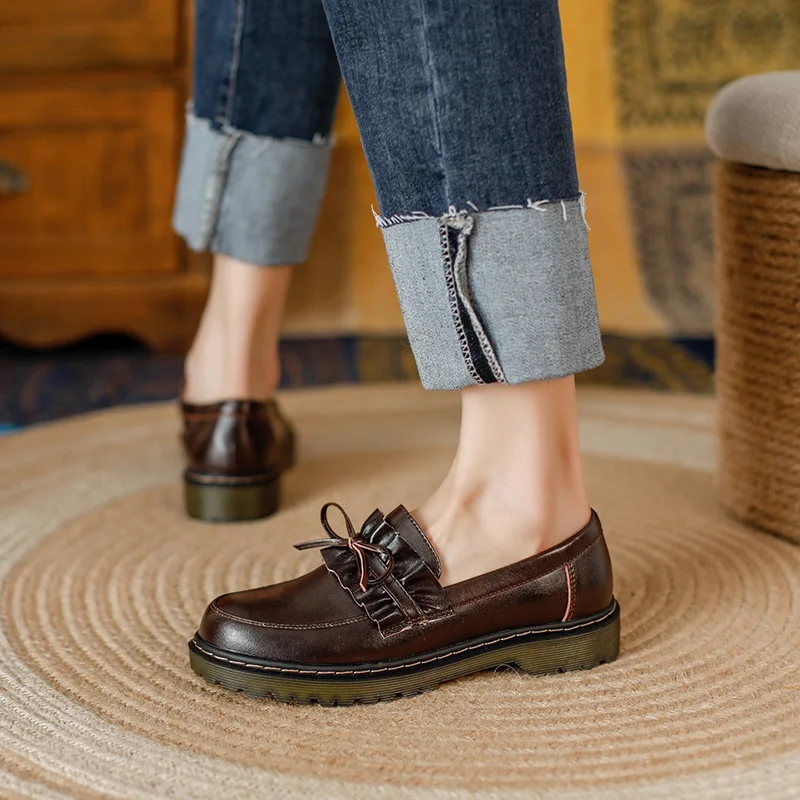 Туфли-оксфорды женские на платформе винтажные броги плоской подошве