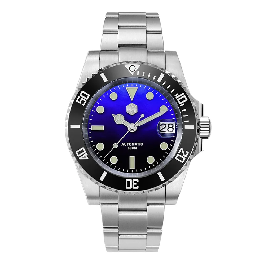 

San Martin Men Diver Watch 42MM Luxury Automatic Wristwatch Military Sapphire 600M Waterproof BGW-9 Luminous Helium Device NH35