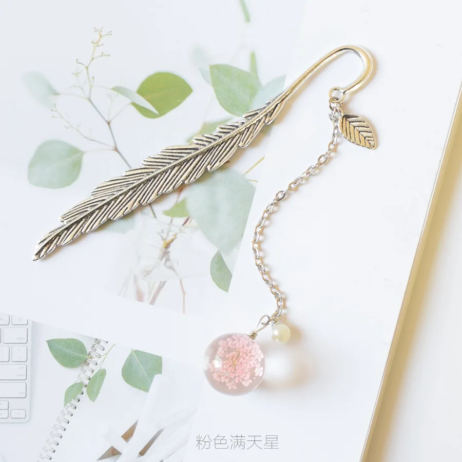 

Creative Flower specimens Bookmark Pendant Metal Book mark Stationery School Office Supply Escolar Papelaria New