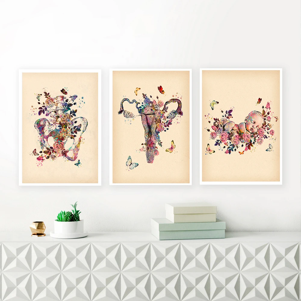 

Woman Anatomy Print Wall Art Midwife Gift Gynecologist Medical Education Poster Canvas Painting Pictures for Living Room