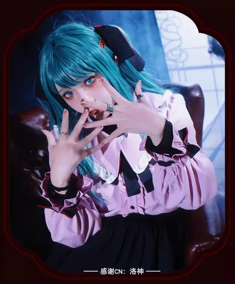 

Vampire Cosplay Costume Full Set Uniform Wig Cute Pink Dress Skirt Shirt Hairpin Wholeset