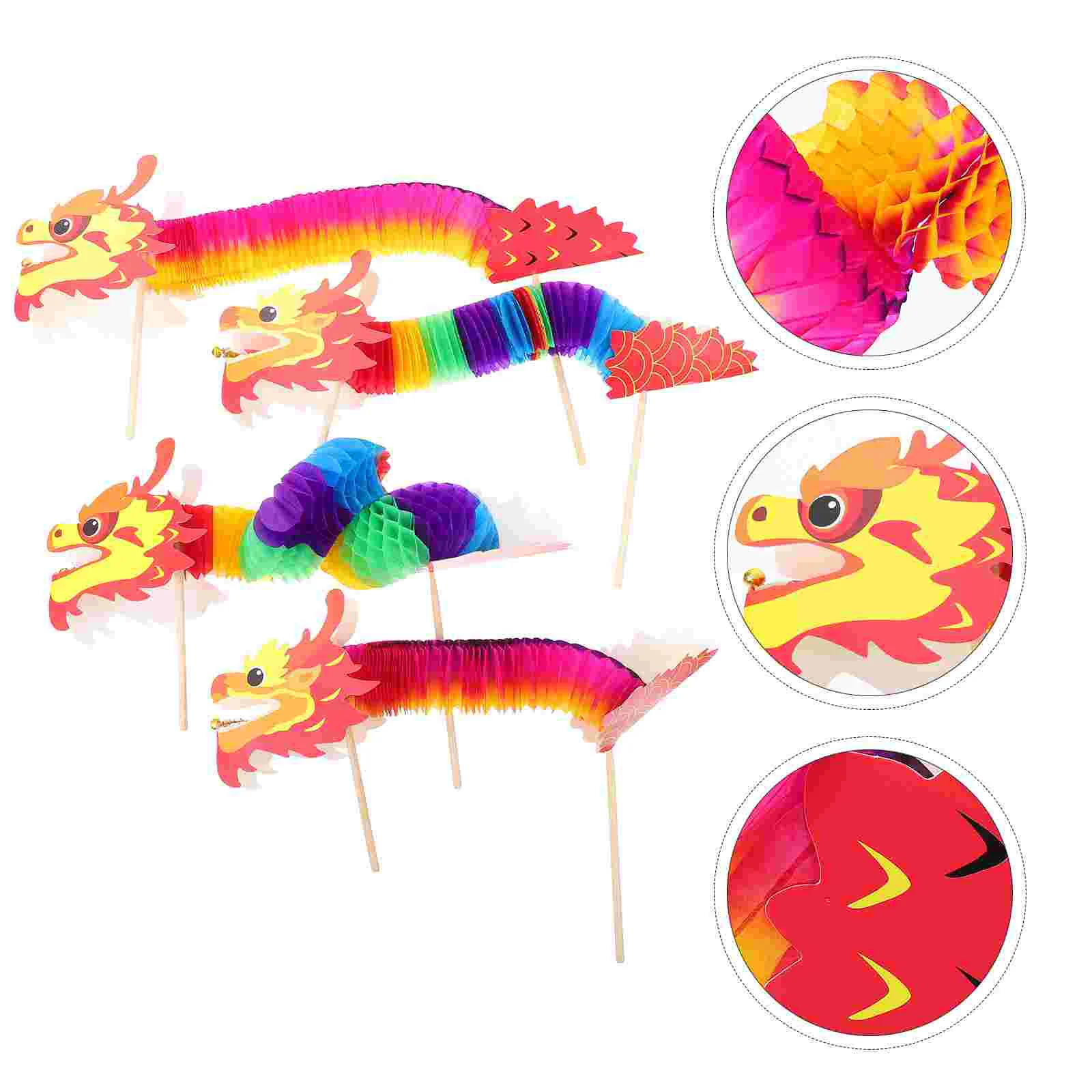 

Dragon Paper Chinese Diy Craft Year New Garland Decoration Puppet Tissue Crafts Materialand Handheld Hanging Traditional