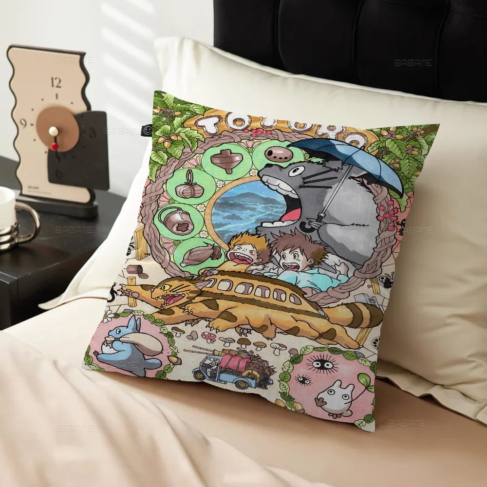 Movie T-Tonari No T-Totoro Pillow Covers Cartoon Sofa Decorative Home Double-sided Printing Short Plush Cute Cushion Cover