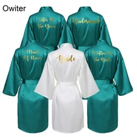 silk satin robe bride robe bridesmaid robes women wedding robes bridal robe sleepwear dressing bathrobe team bride gold text