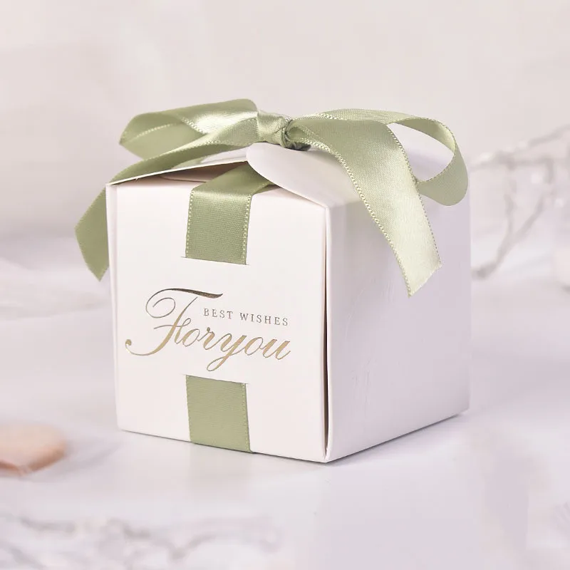 

100 шт./лот шампанж ленты Smal Подарочная коробка для свадьбы упаковка горячего тиснения для вас белые картонные коробки конфет оптом