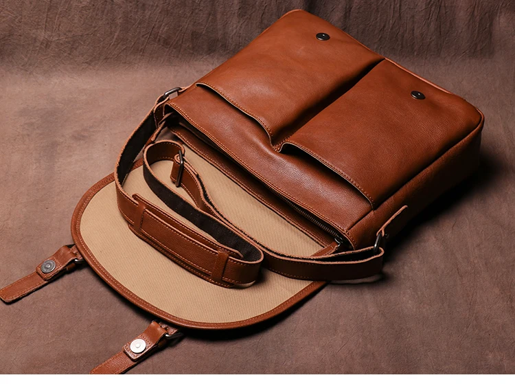 Винтажная кожаная Наплечная Сумка LUOKIR мужской портфель через плечо