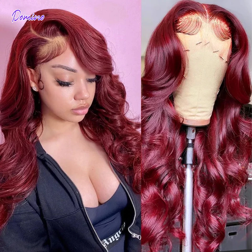 4x1 99J Burgundy Body Wave Lace Front Wigs For Women Human Hair Brazilian Red Lace Front Wig Remy Hair 180 13x1