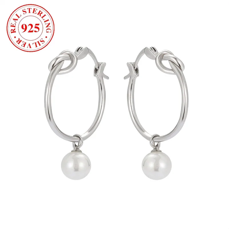 Женские серьги с круглыми бусинами 925 пробы гипоаллергенные подходят для