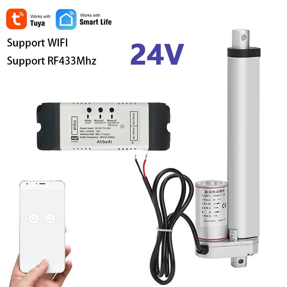 

24V Linear Actuator with WIFI Controller Linear Motor Metal Gear Electric Linear Motor 50mm 100mm 150mm 200mm 250mm Stroke 30W